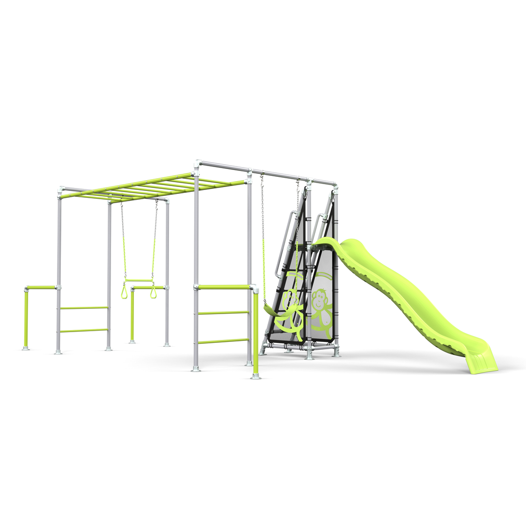 Funky Monkey Bars playground structure with slide and monkey bars free-standing for gardens.