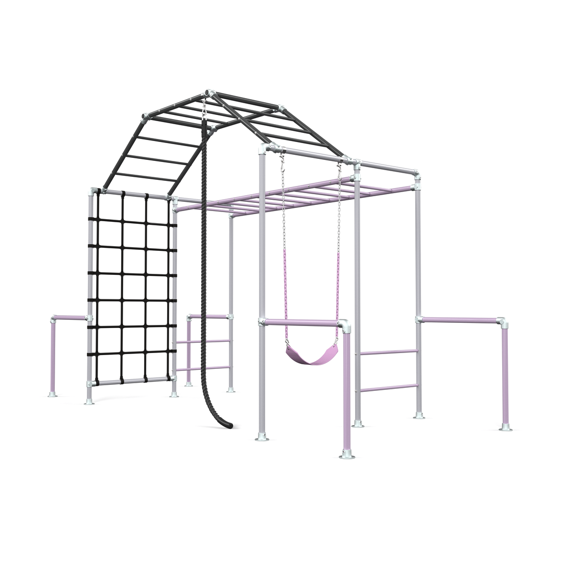 Children's playset with climbing structure and swing