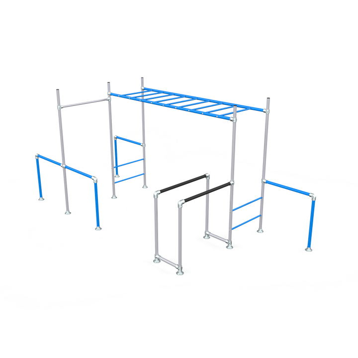 Blue Tamarin Base monkey bar frame with ladder and dip bars