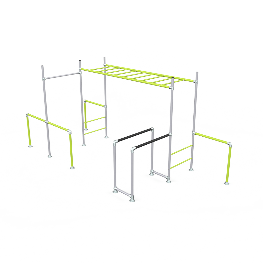 Lime Tamarin Base monkey bar frame with ladder and dip bars