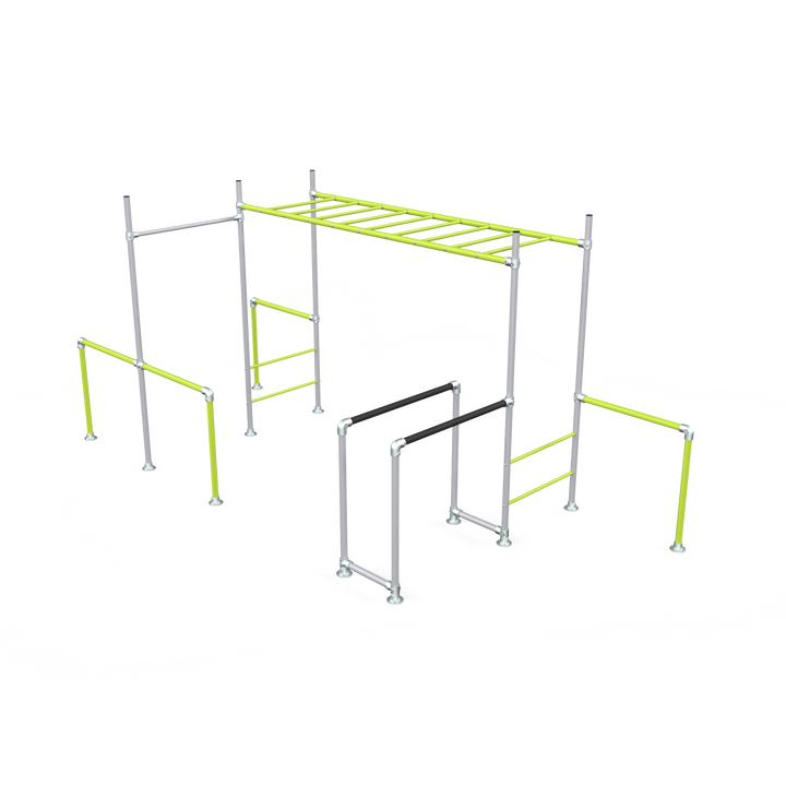 Lime Tamarin Base monkey bar frame with ladder and dip bars