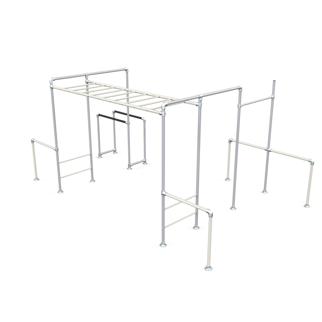 Surfmist Tamarin Plus Base monkey bar frame with gym rings and dip bars