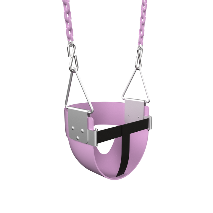 Lilac Funky Monkey Bars Toddler Swing with metal chains and safety strap for monkey bars and swing sets