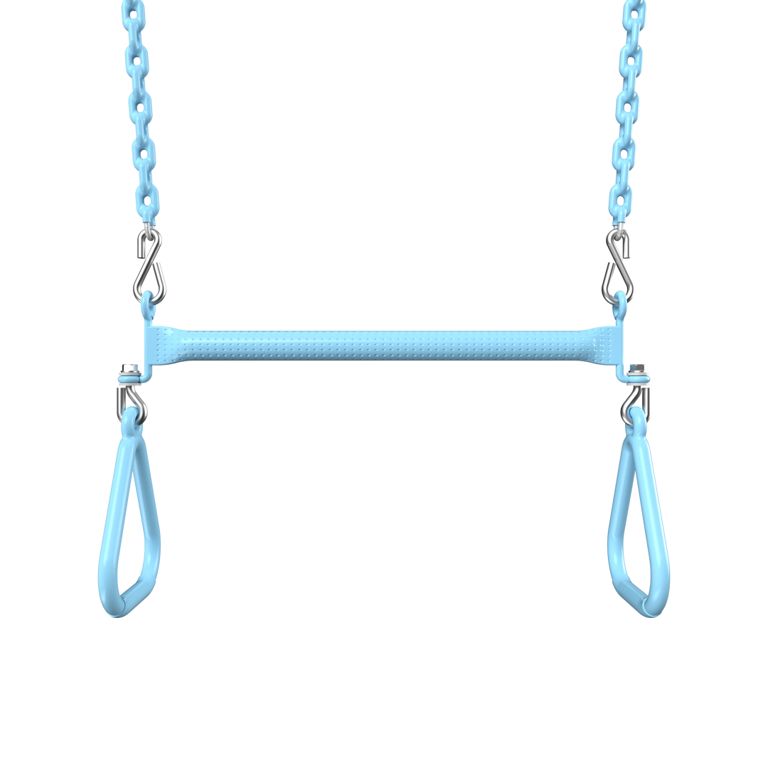 Baby blue Funky Monkey Bars Trapeze with metal chains for monkey bars and swing sets