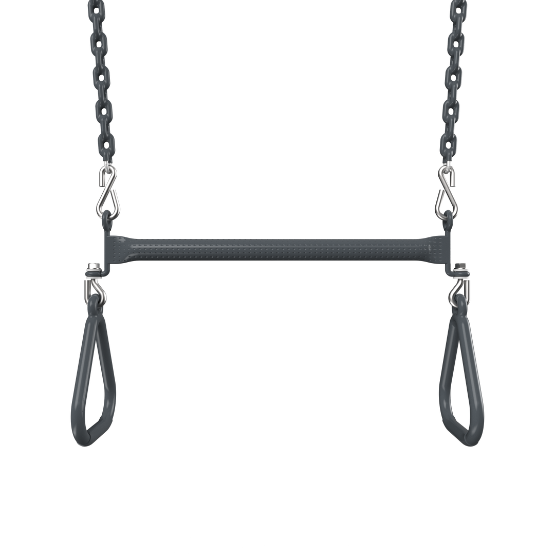 Dark grey Funky Monkey Bars Trapeze with metal chains for monkey bars and swing sets