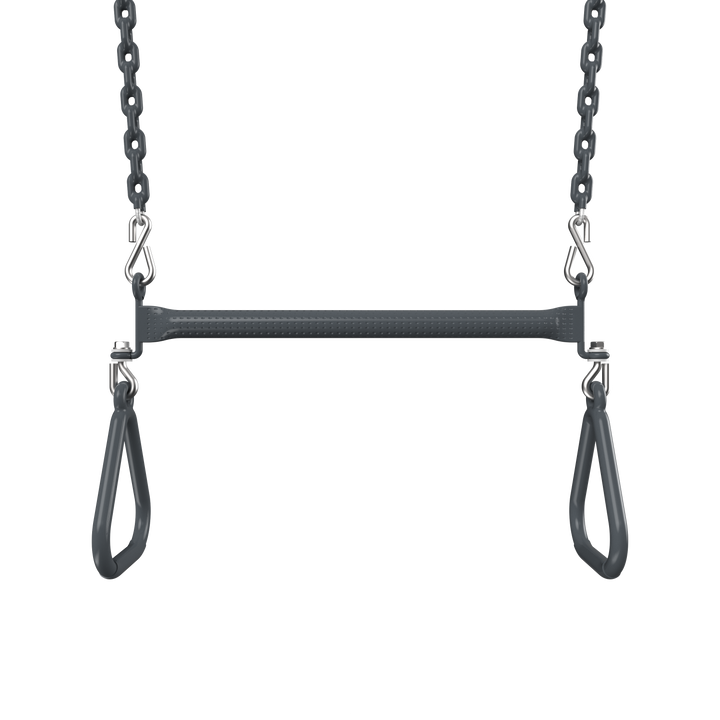 Dark grey Funky Monkey Bars Trapeze with metal chains for monkey bars and swing sets