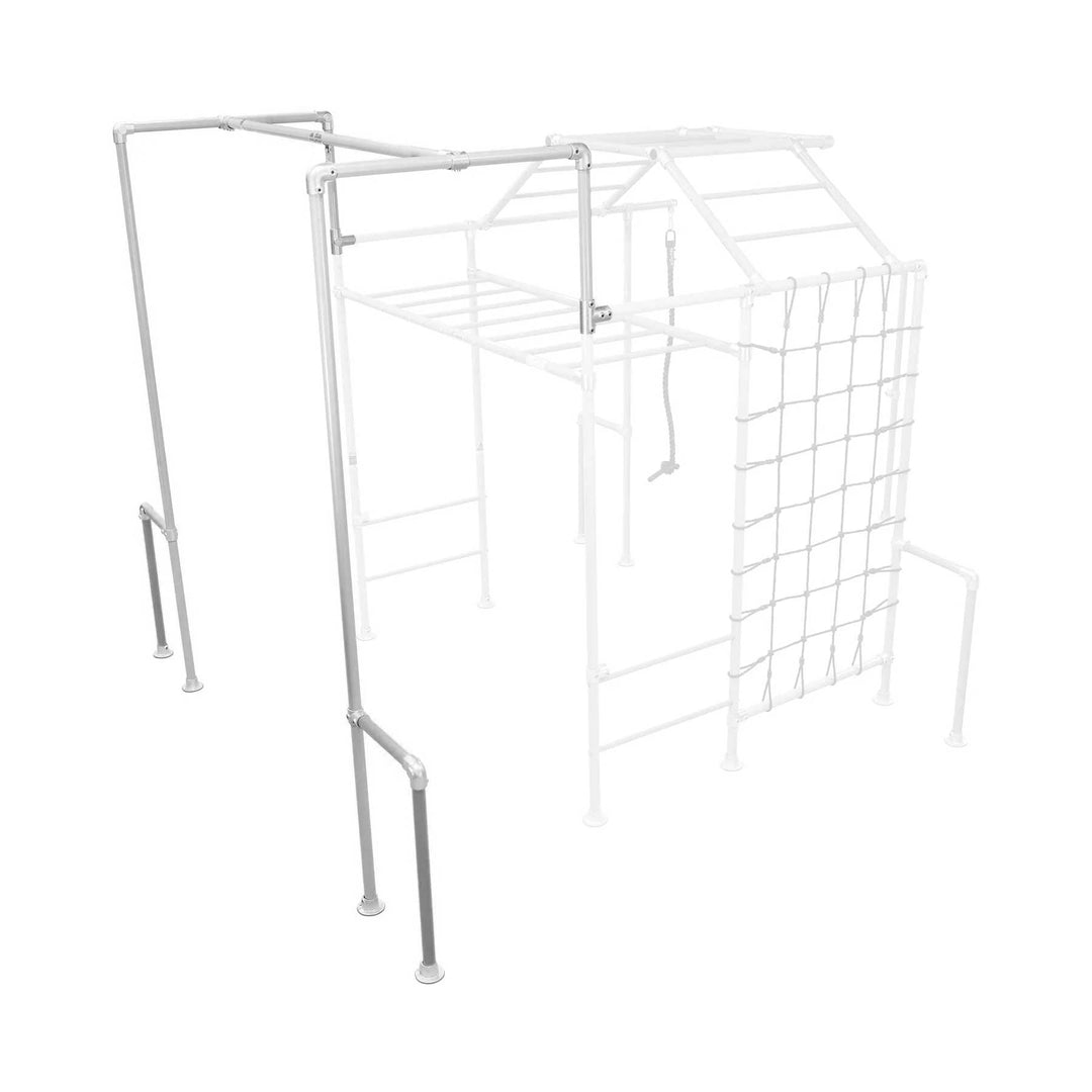 Side Height Extender shown beside a Funky Monkey Bars frame with cargo net