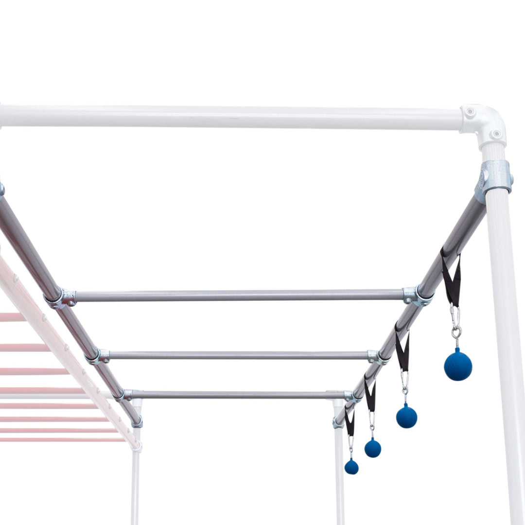 Close-up of Lache Bars attachment on a Funky Monkey Bars frame