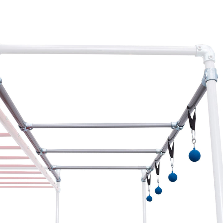 Close-up of Lache Bars attachment on a Funky Monkey Bars frame