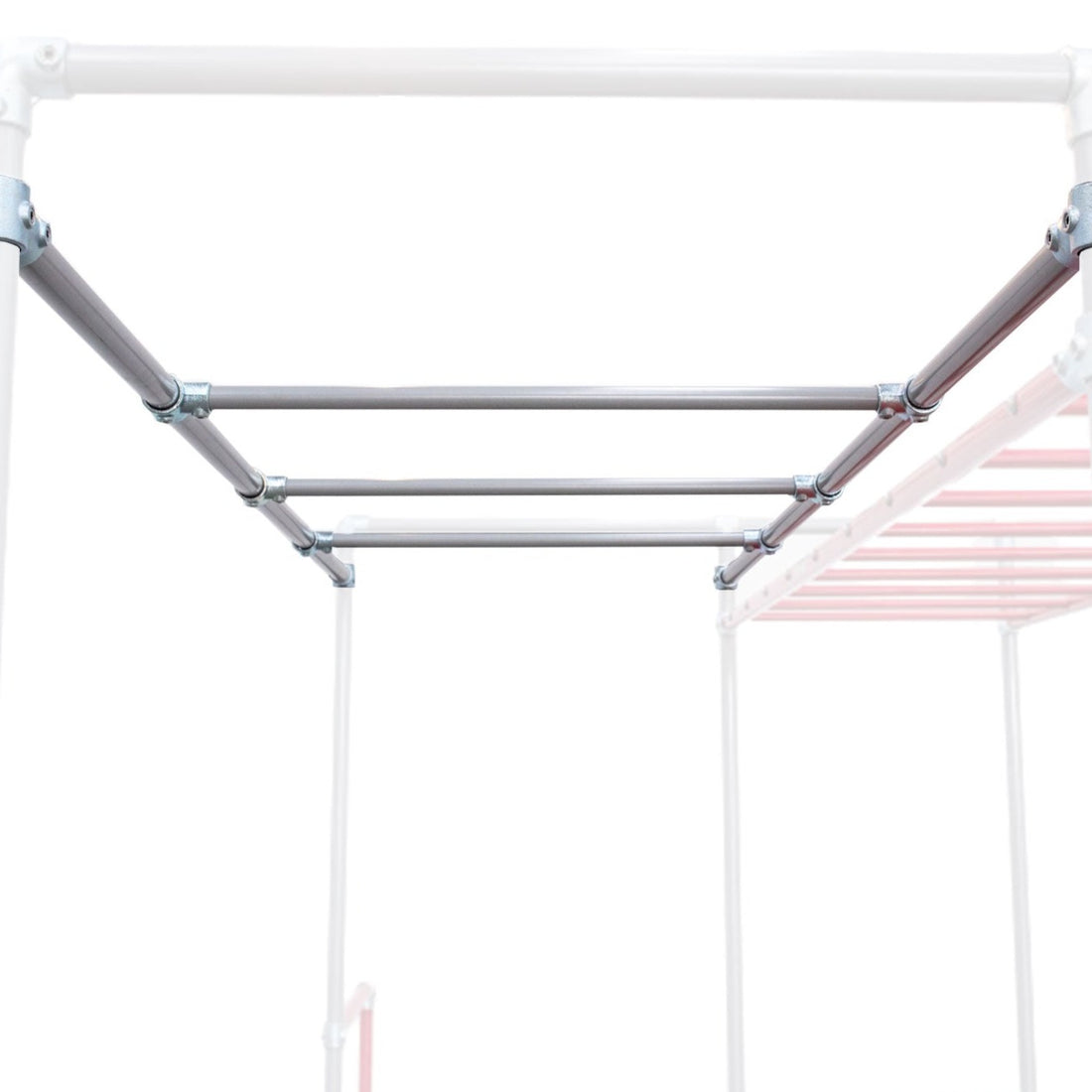 Silver Lache Bars attachment shown on a Funky Monkey Bars frame